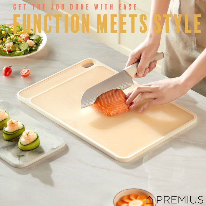 Shopbobbys Premius Reversible Non-Slip Cutting Board With Grater, Orange-Cream, Medium, 9.44X14.3 Inches