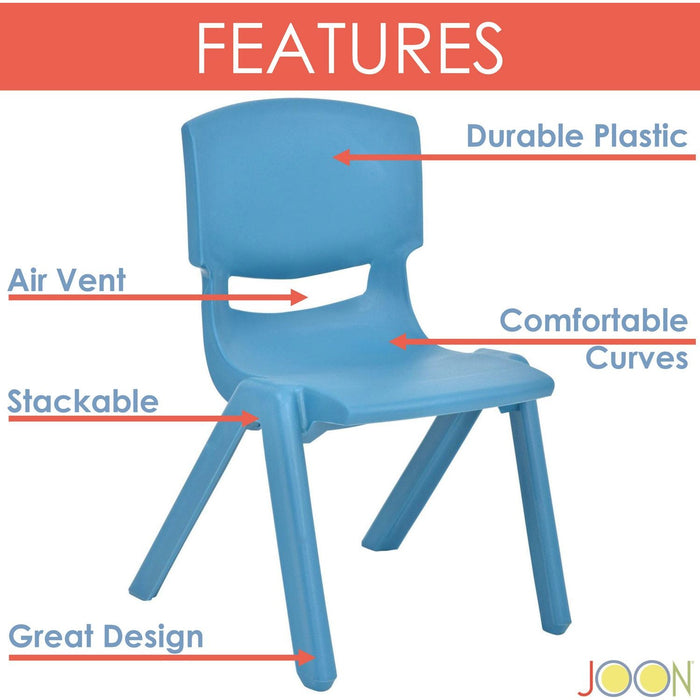 Shopbobbys Joon Stackable Plastic Kids Learning Chairs, Sky Blue, 20.5X12.75X11 Inches, 2-Pack (Pack Of 2)