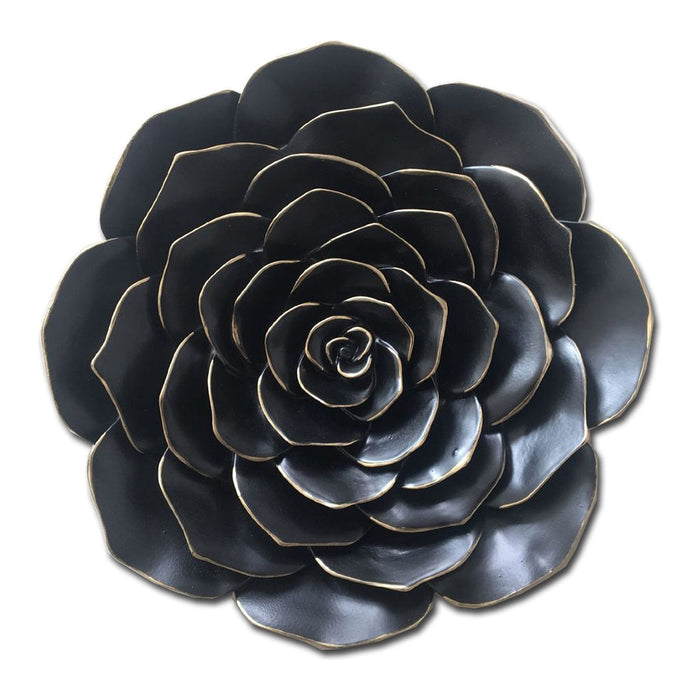 Shopbobbys Premius Resin Floral Wall Decor With Gold Tips, Black, 12 Inches