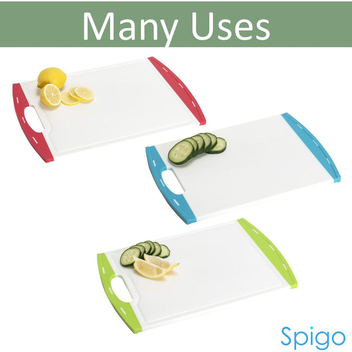 Shopbobbys Spigo Non-Slip Cutting Board Set With Juice Groove And Handle, 3 Pieces