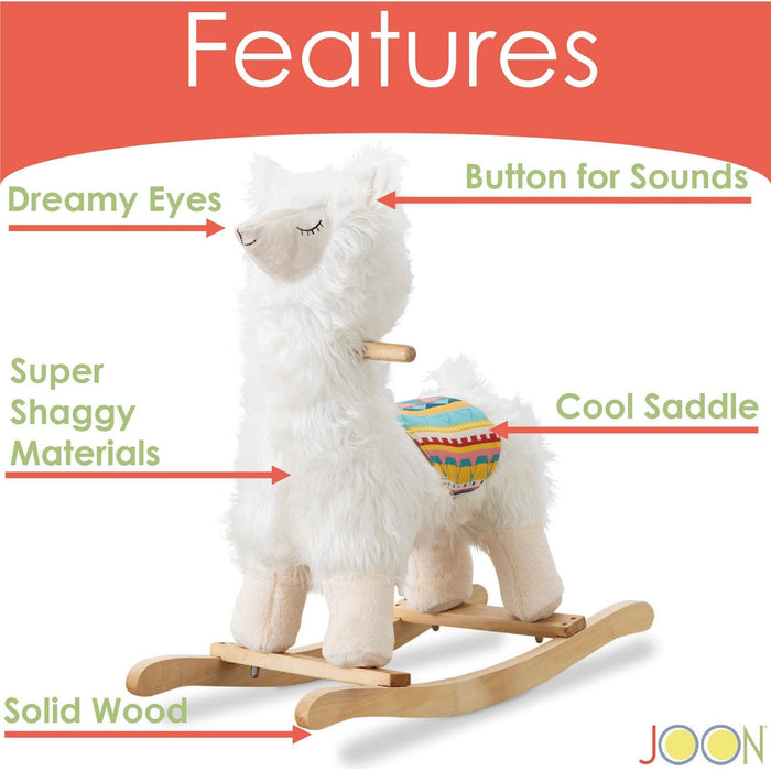 Shopbobbys Joon Lola Shaggy Hair Ride-On Llama Rocking Horse With Sound Effects, White