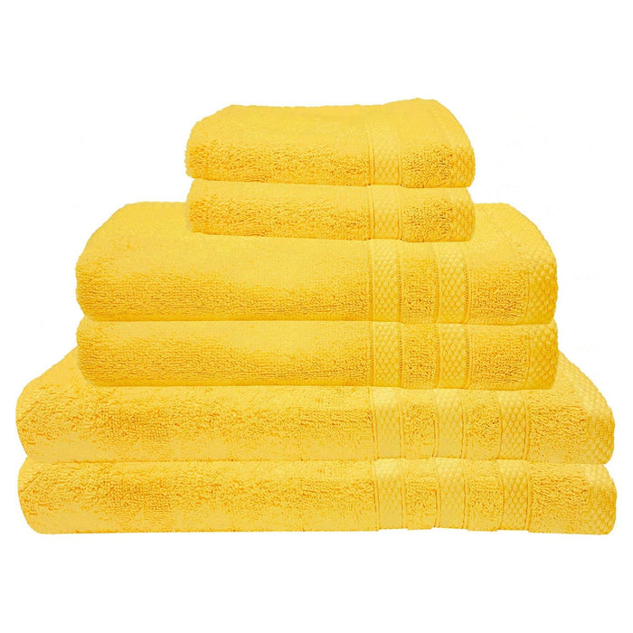 Shopbobbys Premius Premium 6-Piece Combed Cotton Bath Towel Set, Yellow