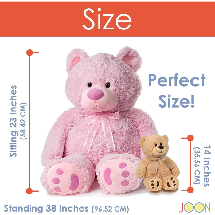 Shopbobbys Joon Huge Teddy Bear With Ribbon, Pink