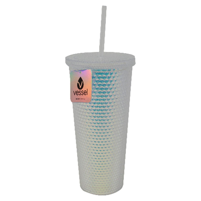 Shopbobbys Premius Studded Iridescent Tumbler With Lid And Straw, 24 Ounces