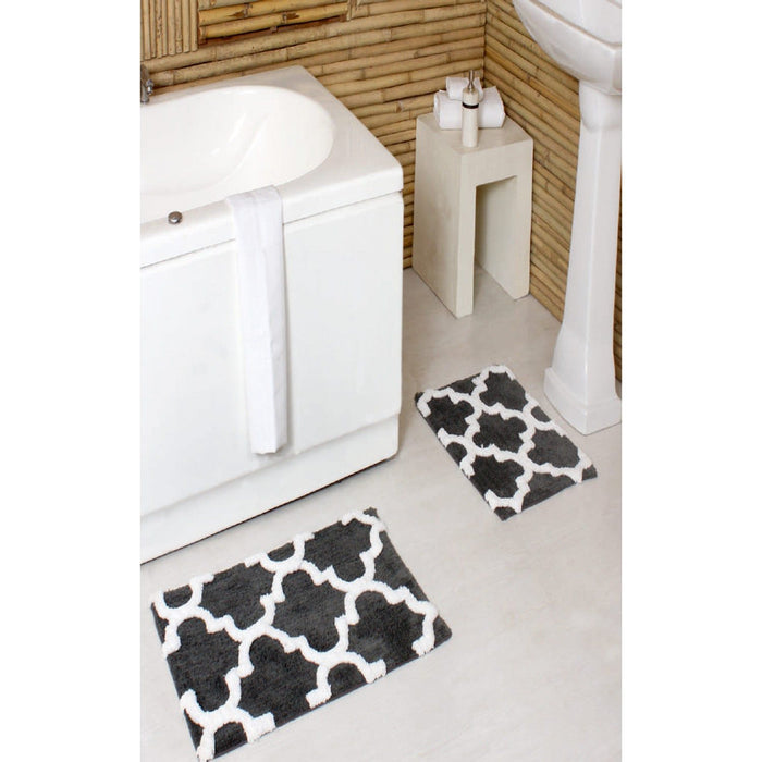 Shopbobbys Premius 2 Piece Quatrefoil Diamond Bath Rug Set, 17X24 & 20X32 Inches