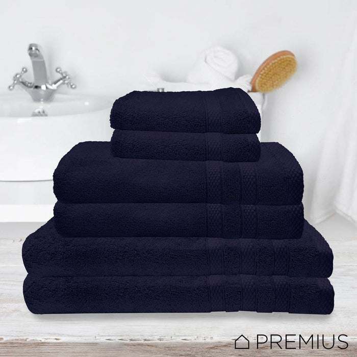 Shopbobbys Premius Premium 6-Piece Combed Cotton Bath Towel Set, Navy