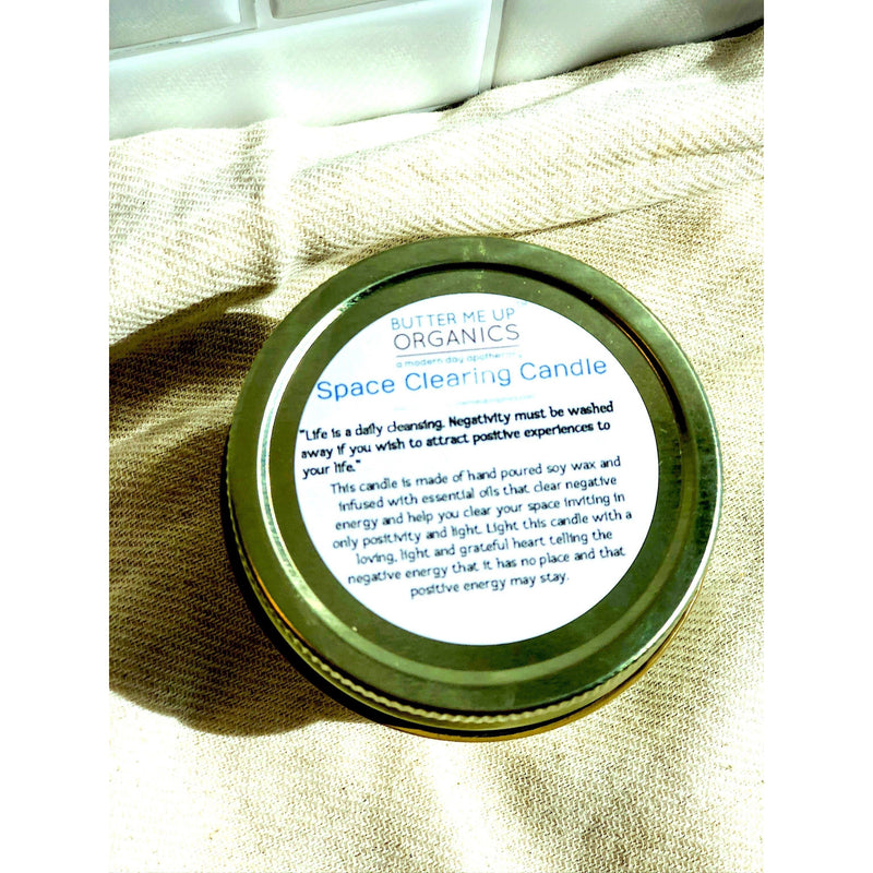Butter Me Up Organics Space Clearing Candle/ Intention Candle / Organic Soy Candle / Candle with Crystals / Cleansing Candle Metaphysical