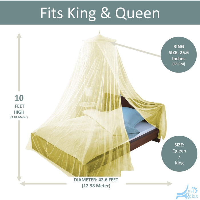 Shopbobbys Just Relax Elegant Mosquito Net Bed Canopy Set, Yellow, Queen-King