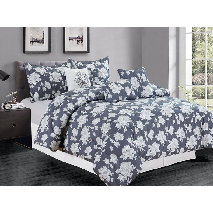 Shopbobbys Premius Sophia 7 Piece Oversized Comforter Set, Dark Grey