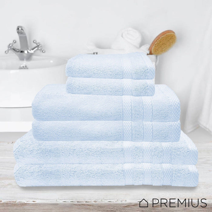 Shopbobbys Premius Premium 6-Piece Combed Cotton Bath Towel Set, Sky Blue