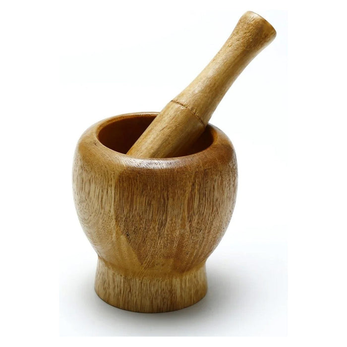 Shopbobbys Premius Bamboo Wood Mortar And Pestle, 4.3 Inches