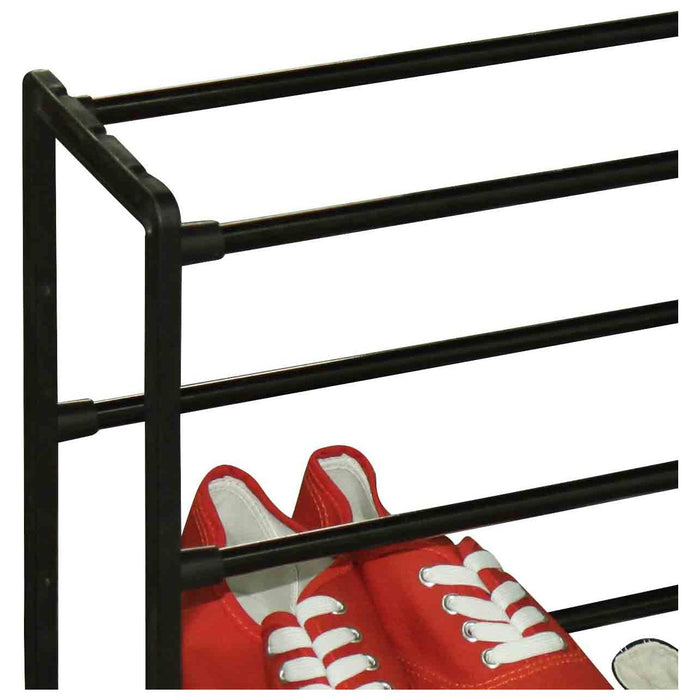 Home Basics Easy Assembly Space-Saving 12 Pair Shoe Rack, Black