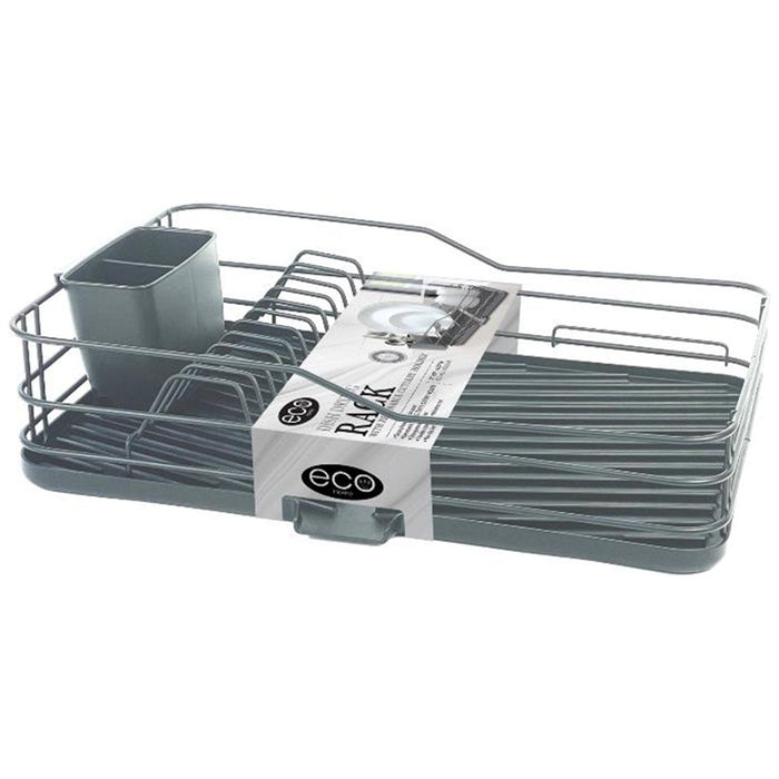 Shopbobbys Premius Dish Drainer Rack With Removable Cutlery Holder, Gray, 17X12X4.25 Inches