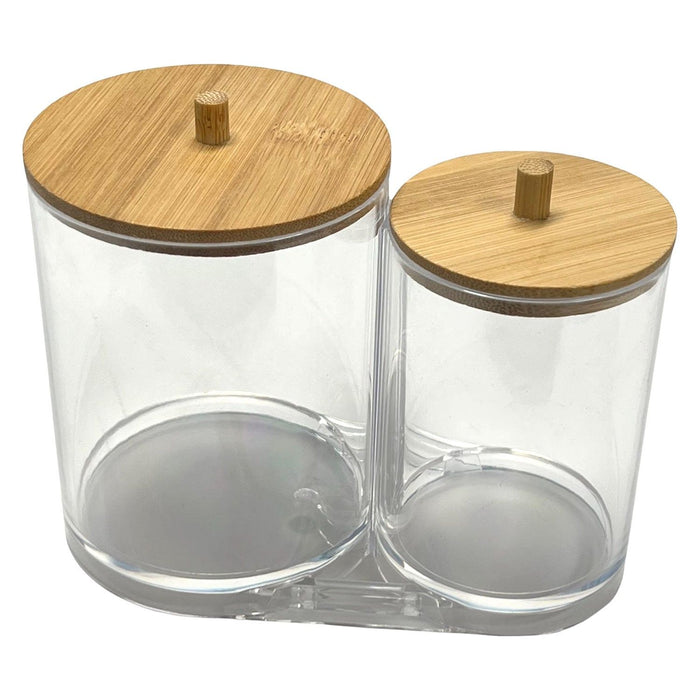 Shopbobbys Spigo Home Cosmetic Organizer With Bamboo Lid, Clear, 6X3.5X5 Inches