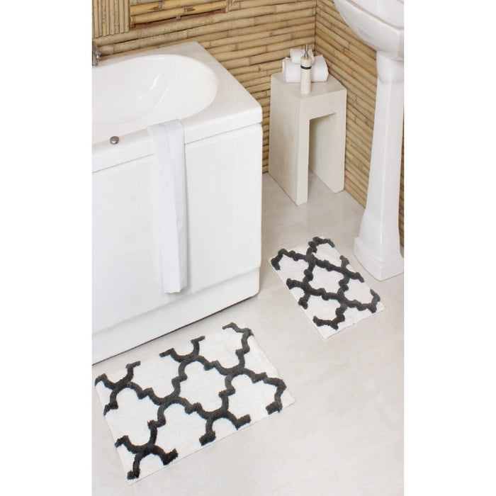 Shopbobbys Premius 2 Piece Quatrefoil Diamond Bath Rug Set, 17X24 & 20X32 Inches