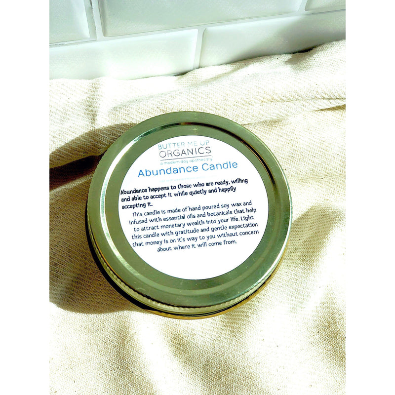 Butter Me Up Organics Abundance Candle / Ritual Candle / Intention Candle / Hand Poured Candle / Soy Wax Candle/ Butter Me Up Organics / Good Luck Candle / Money Metaphysical