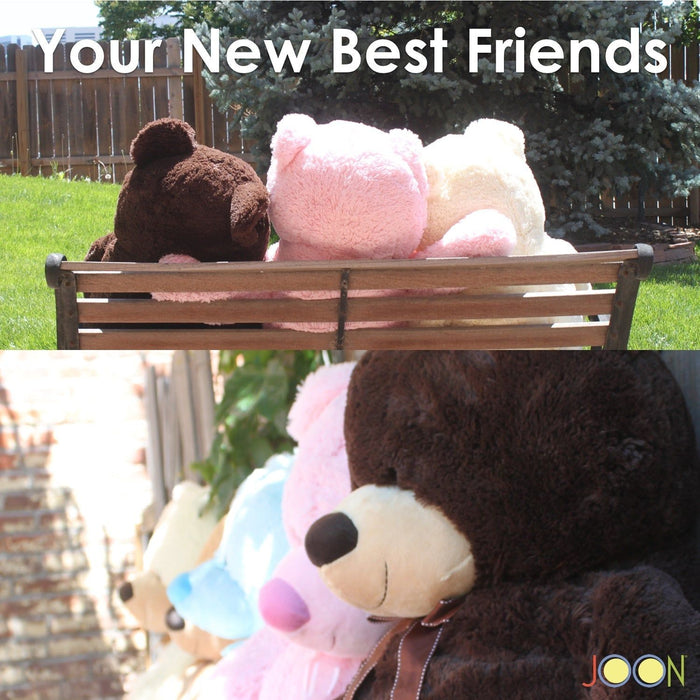 Shopbobbys Joon Huge Teddy Bear With Ribbon, Pink