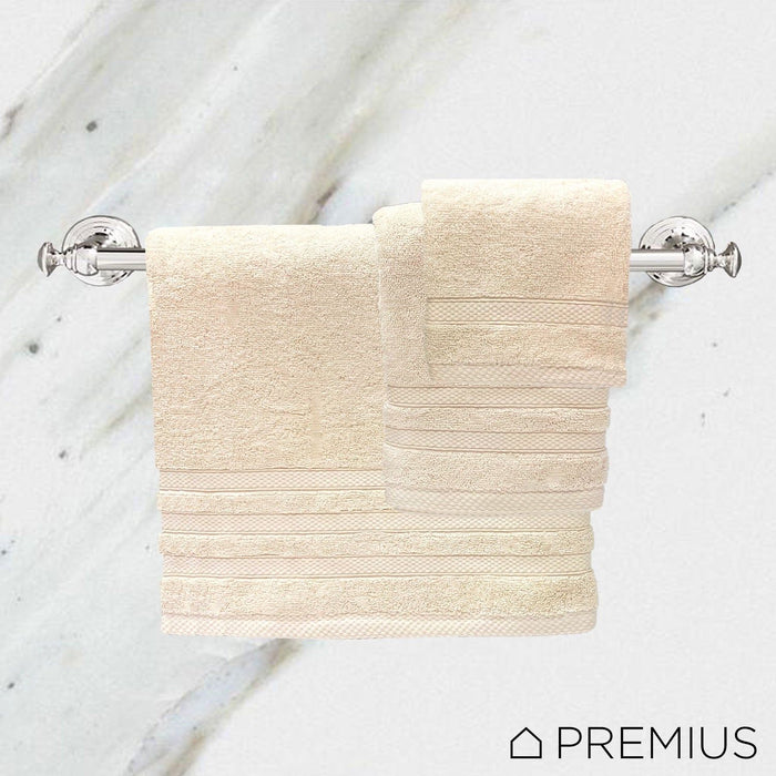 Shopbobbys Premius Premium 6-Piece Combed Cotton Bath Towel Set, Pearled Ivory