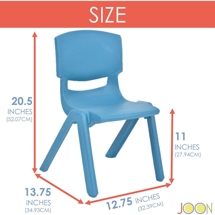 Shopbobbys Joon Stackable Plastic Kids Learning Chairs, Sky Blue, 20.5X12.75X11 Inches, 2-Pack (Pack Of 2)