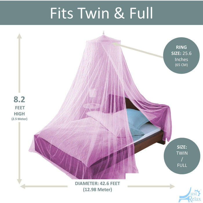 Shopbobbys Just Relax Elegant Mosquito Net Bed Canopy Set, Pink, Twin-Full