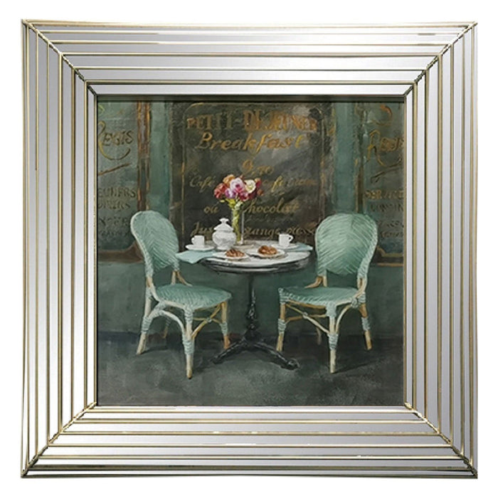 Shopbobbys Premius Multi-Layered Mirrored Frame Wall Art, Breakfast Table, 16X16 Inches