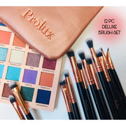 Prolux Cosmetics Deluxe 12 Piece Eye Makeup Brush Set BRUSH SET Tan