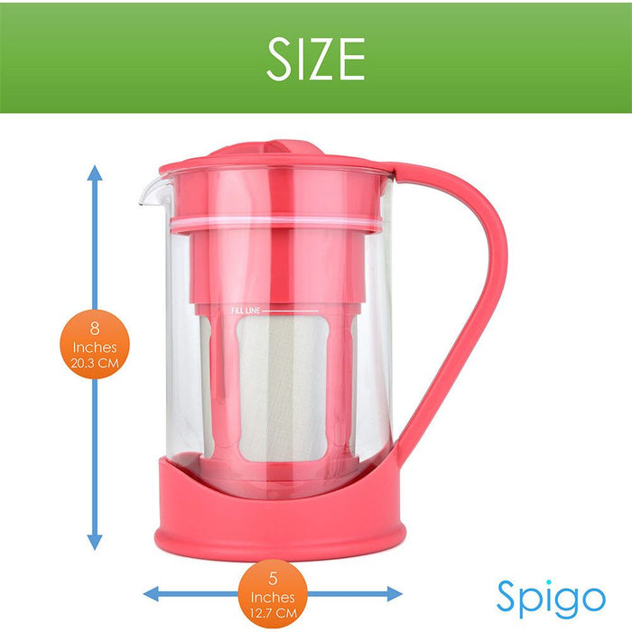 Shopbobbys Spigo Cold Brew Coffee Maker With Borosilicate Glass Pitcher, Red, 1 Liter, 8X5 Inches