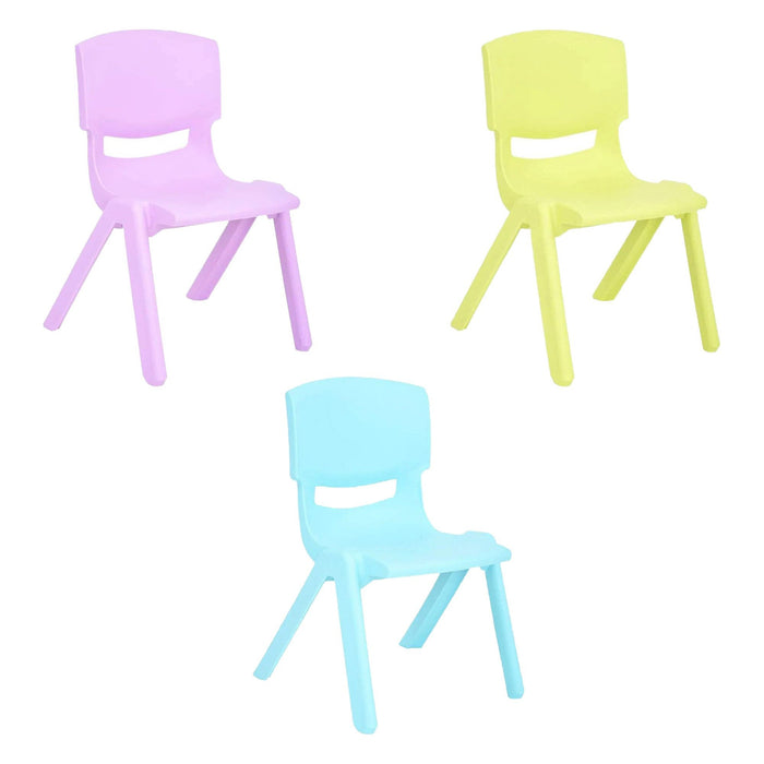 Shopbobbys Joon Stackable Plastic Kids Learning Chairs Set, Lilac-Lime-Baby Blue