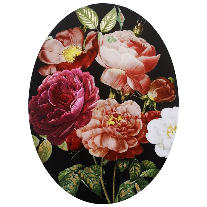 Shopbobbys Premius Peonie Floral Lacquered Oval Canvas Wall Art, Pink-Red, 24X32 Inches