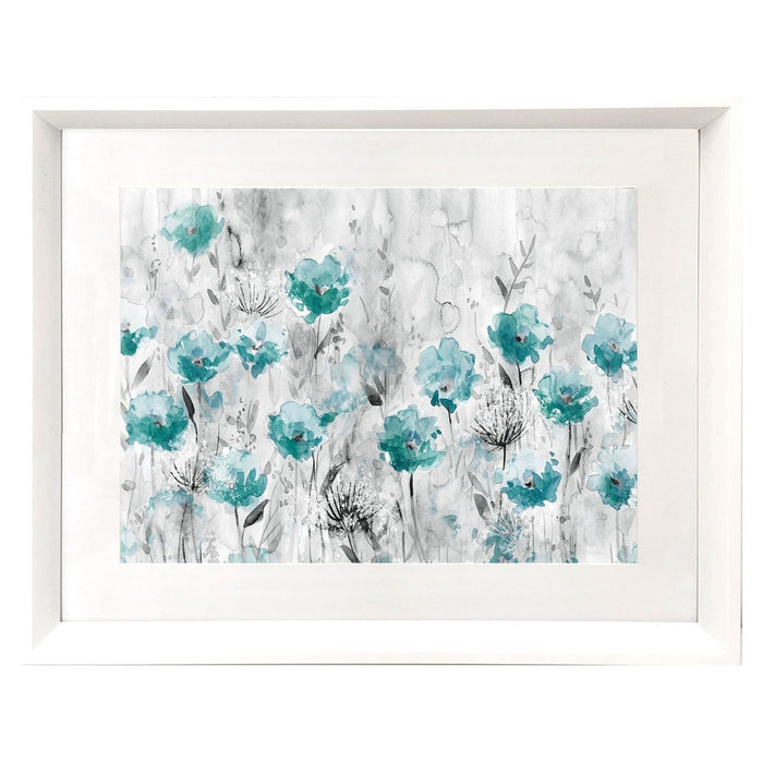 Shopbobbys Premius Conference Framed Floral Wall Art, Blue-Grey, 17X21 Inches