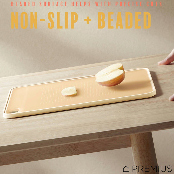 Shopbobbys Premius Reversible Non-Slip Cutting Board With Grater, Orange-Cream, Medium, 9.44X14.3 Inches