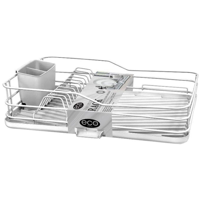 Shopbobbys Premius Dish Drainer Rack With Removable Cutlery Holder, White, 17X12X4.25 Inches