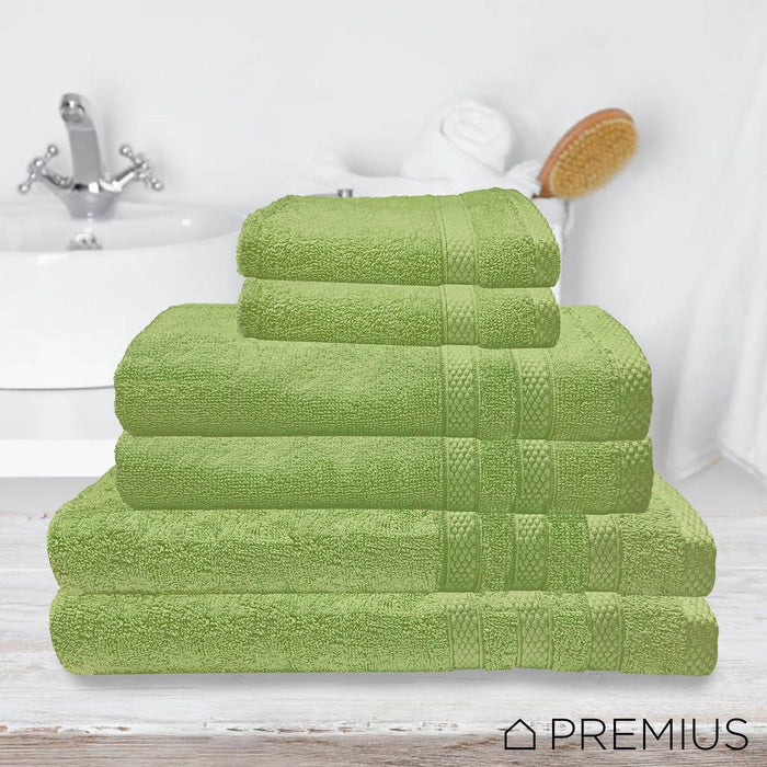 Shopbobbys Premius Premium 6-Piece Combed Cotton Bath Towel Set, Pepper Stem Green