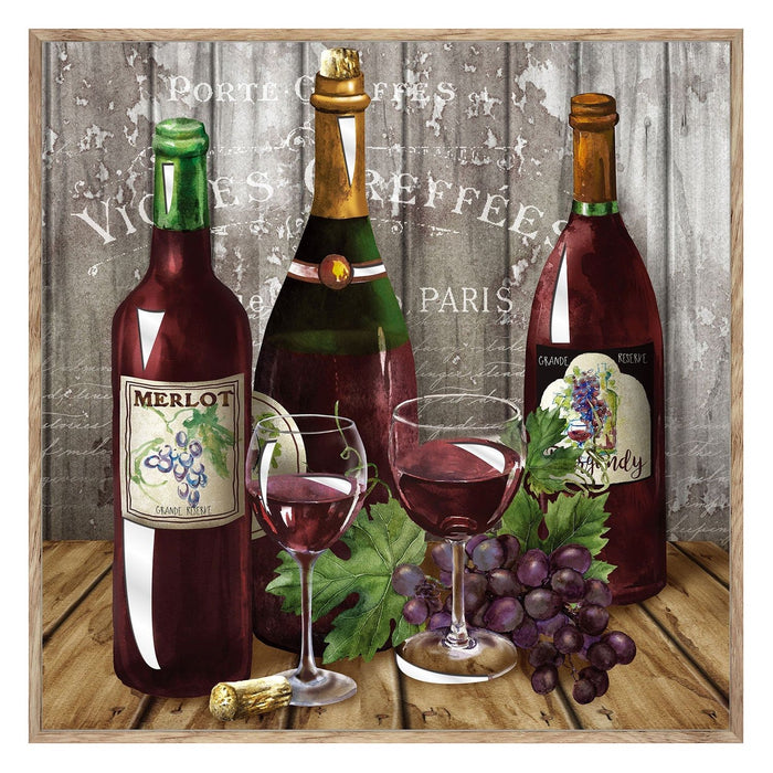 Shopbobbys Premius Wine Scene 2 With Mirror Cut Outs Wall Decor, 14X14 Inches