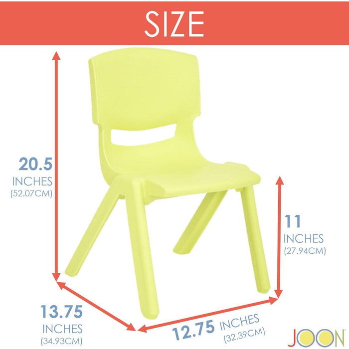 Shopbobbys Joon Stackable Plastic Kids Learning Chairs, Lime, 20.5X12.75X11 Inches, 2-Pack (Pack Of 2)