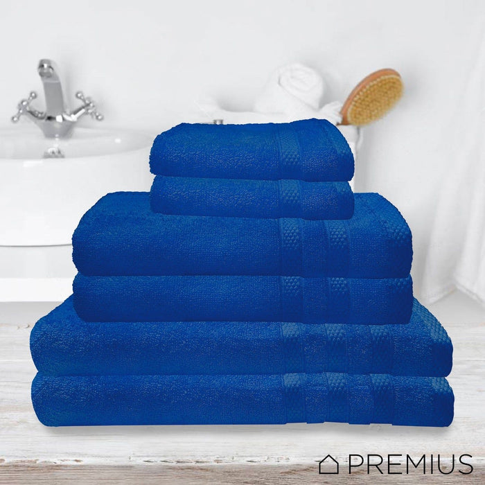 Shopbobbys Premius Premium 6-Piece Combed Cotton Bath Towel Set, Prince Blue