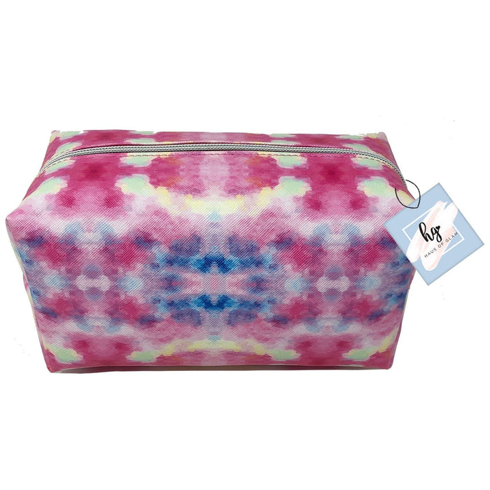 Shopbobbys Premius Cosmetic Bag With Gold Metal Zipper, Tye Die Water Color Print, 9X4X4 Inches