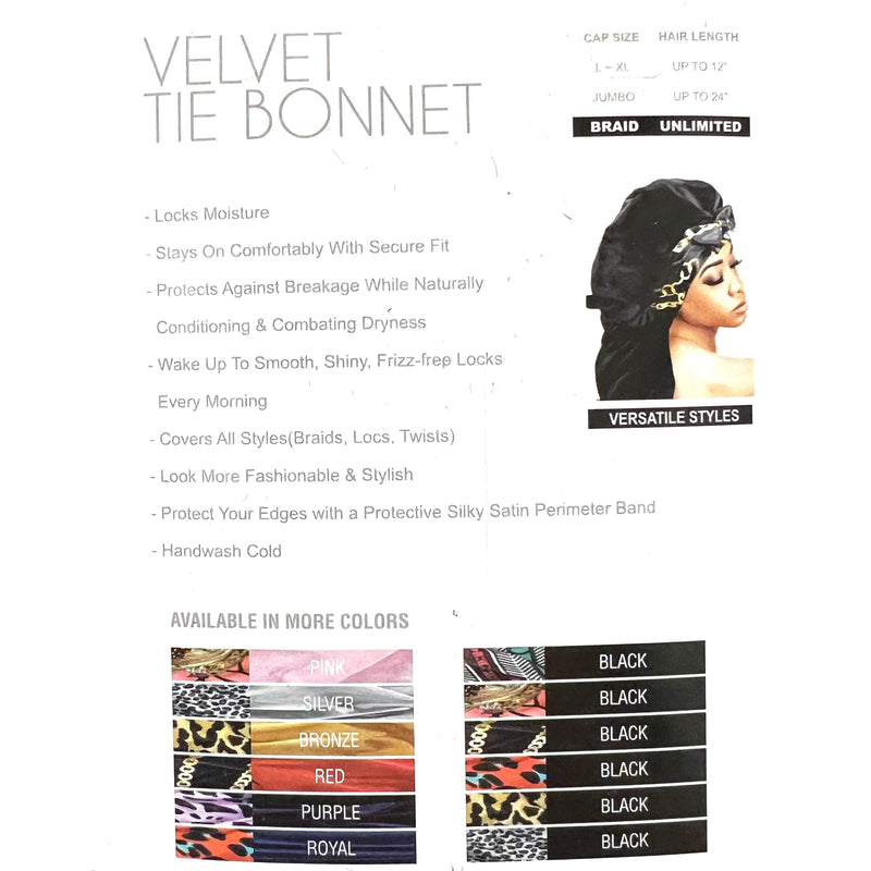 VIP Extensions Lux by Qfitt Velvet Tie Bonnet (Braid) 7115 Bonnets