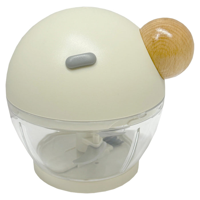 Shopbobbys Premius Manual Pull Hand Food Chopper, With Wood Ball, White-Natural, 1.5 Cups