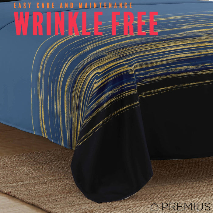 Shopbobbys Premius Leo Soft Wrinkle-Free Microfiber Sheet Set, Navy-Gold