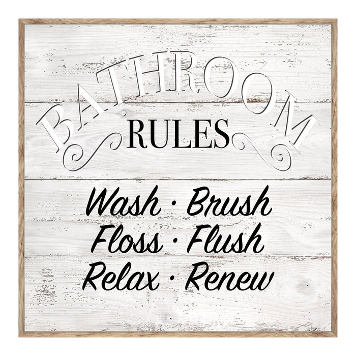 Shopbobbys Premius Bathroom Rules Bathroom Wall Decor, 14X14 Inches