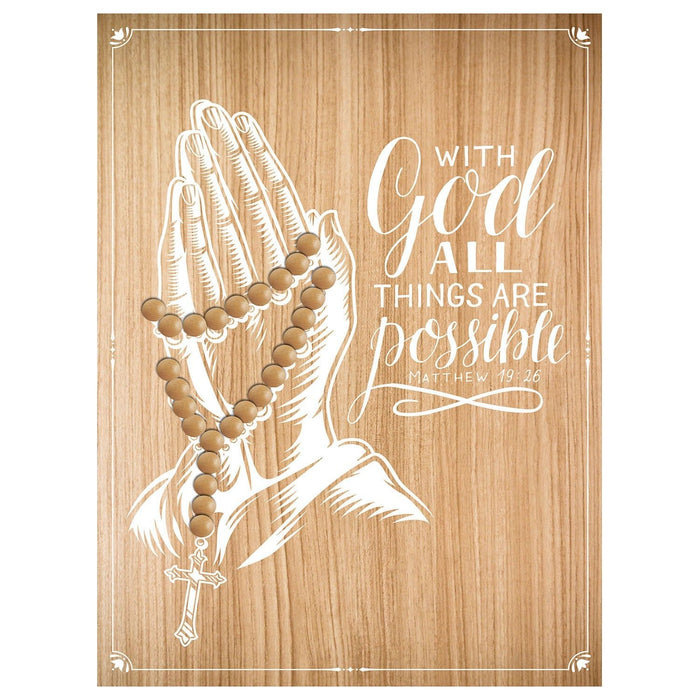 Shopbobbys Premius With God All Things Are Possible Religious Beaded Wood Plaque, 12X16 Inches