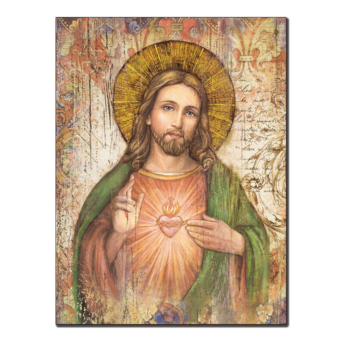 Shopbobbys Premius Sacred Heart Of Jesus Christ Religious Portrait Wood Plaque, 12X16 Inches