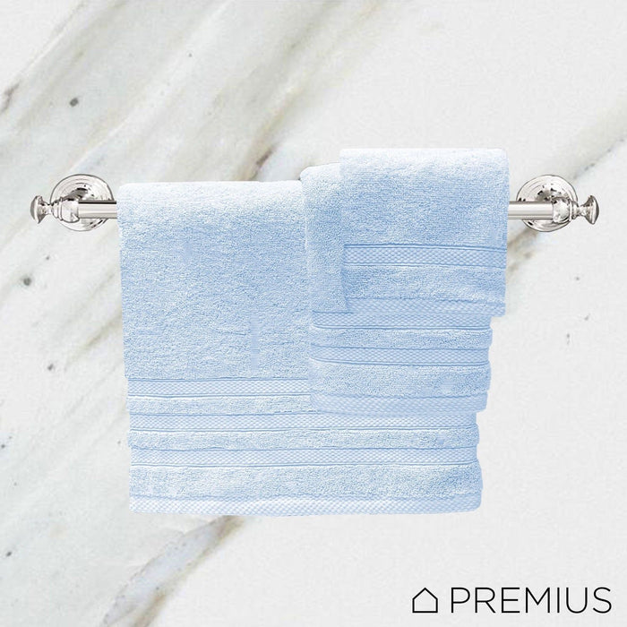 Shopbobbys Premius Premium 6-Piece Combed Cotton Bath Towel Set, Sky Blue