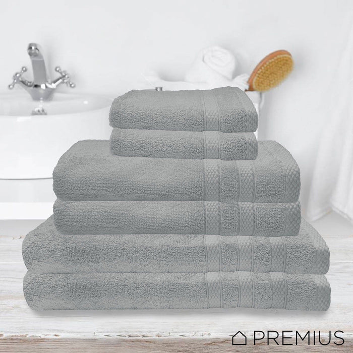 Shopbobbys Premius Premium 6-Piece Combed Cotton Bath Towel Set, Grey