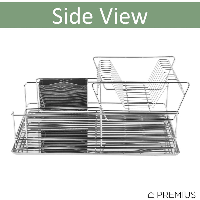 Shopbobbys Premius 2 Tier Chrome Finished Dish Rack, Silver, 18.5X13X9 Inches