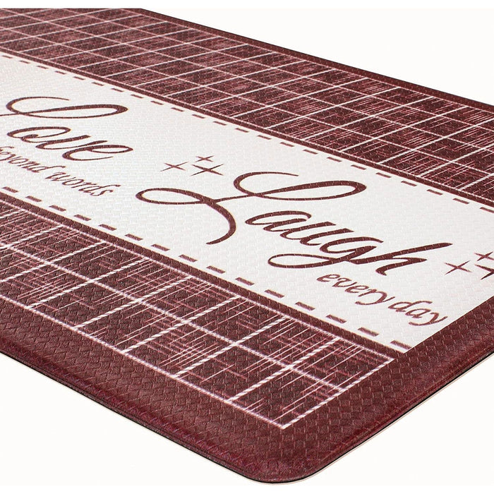 Achim Live Love Laugh Decorative Anti-Fatigue Mat, Burgundy, 18x30 Inches