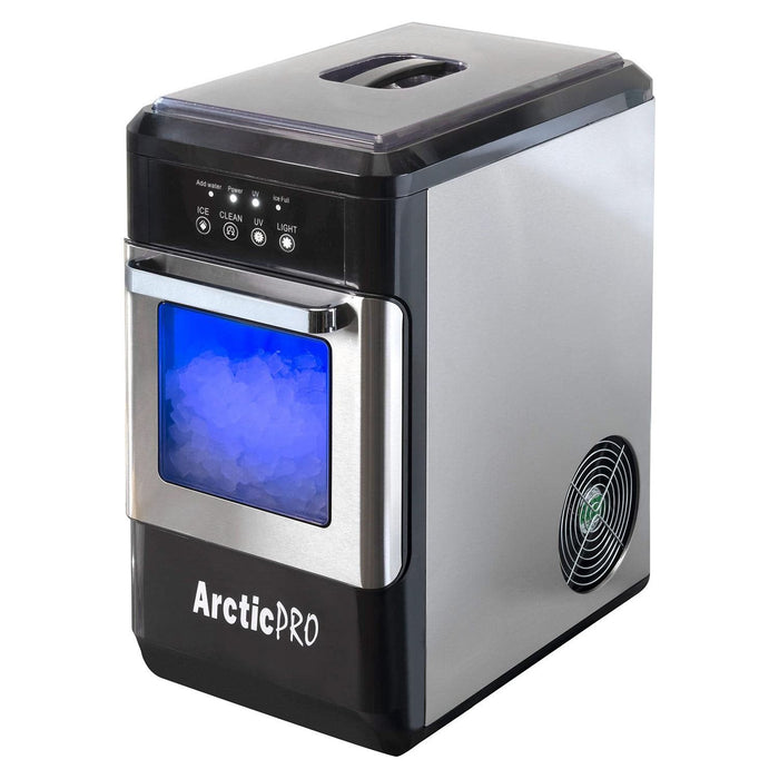 Shopbobbys Arctic-Pro Ice Pellet Portable Ice Maker With Uv Light And Ice Draw, Black-Stainless Steel