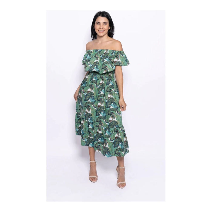 Petal Sleeve Long Dress | Banana Green