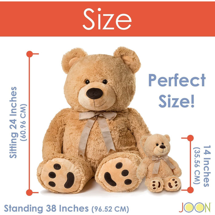 Shopbobbys Joon Huge Teddy Bear With Ribbon, Tan